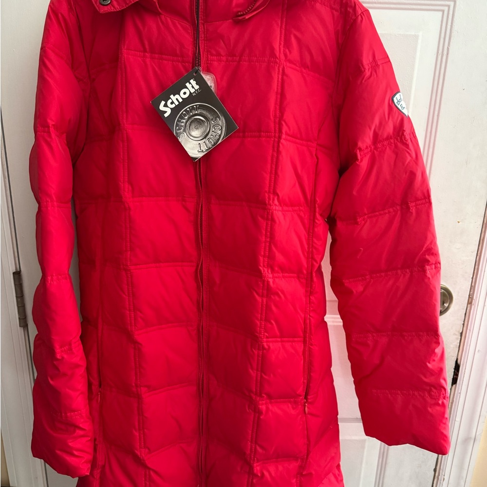 Schott Women's Red Puffer Jacket new w tags